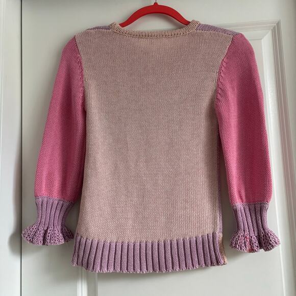 LoveShackFancy Girl’s Colorblock Knit Sweater Star Pink Sz 8-9Y Pastel Purple - Picture 2 of 15